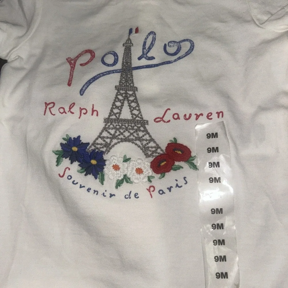 Polo Ralph Lauren Shirt Baby Girls 9M White Polo  Souvenir Paris & Shorts NWOT
